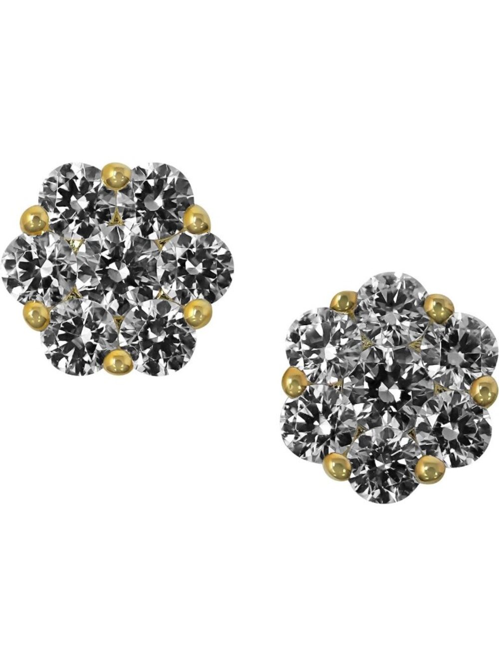 925 Sterling Silver CZ Flower Stud Earrings, 2 Ct, Elegant Gift for Her